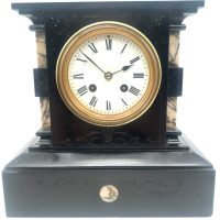 Wonderful French Victorian Slate &amp; Marble Mantle Clock – ca1900