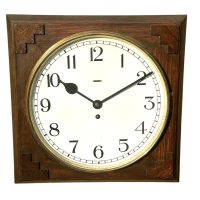Oak Arts &amp; Crafts 8-day Wall Clock – carved case details with platform escapement