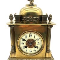Solid Ormolu Bronze Mantel Clock – Gong Striking Mantel Clock – Cherub finial