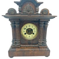Fine German 8-Day Hand Carved Walnut Case Mantel Clock – ca 1890