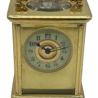 Classic Carriage Clock with Brass and Enamel Masked Dial – French 8-Day Timepiece Movement.