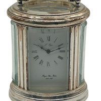 Rare L Epee Miniature Oval Carriage Clock – French Silver Plated 8-Day Movement