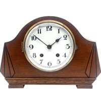 Empire Antique English Light Oak Art Deco Mantle Clock – 8 Day Striking Mantel Clock