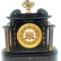 Classical 8 day Architectural design slate &amp; marble Mantel Clock – ca1900