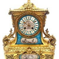 French Victorian Sevres 8-day mantel Clock