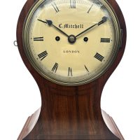 Superb Mahogany English Balloon Bracket Clock – Double Fusee Mantel Clock by C Mitchell of London.