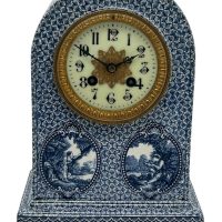 Gorgeous Delftware Studio Pottery Mantel Clock &#8211; 8 Day bell striking Pottery Mantel Clock