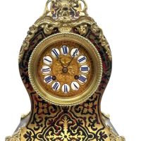 Quality Boulle Inlaid Mantel Clock – Red and Ormolu inlay – 8-Day Mantle Clock – Circa 1860