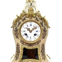 Interesting and Rare French Mantel Clock By Henry Marc, MOP Case Ormolu Mounts Visible Pendulum C1840