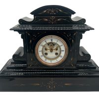 Large Antique French Slate 8-Day Mantel Clock C1870