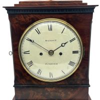 Superb Flame Mahogany English Bracket Clock – Double Fusee Mantel Clock by Hanson of Windsor
