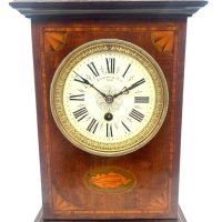 French Inlaid Mahogany Mantel Clock – Solid Would with Shell Inlay Mantle Clock C1900