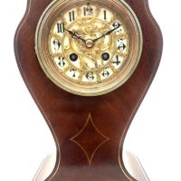Solid Mahogany French Mantel Clock – 8 Day Striking Clock with Rare Dial Circa 1900