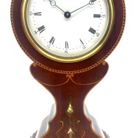 Quality Solid Mahogany Mantel Clock – Satinwood &amp; MOP inlay – 8-Day Mantle Clock – Circa 1900
