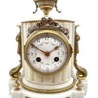 Solid White Marble French Mantel Clock With Ormolu Mounts – 8 Day Striking Mentle clock Circa 1890