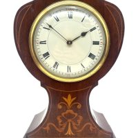 Quality Solid Mahogany Mantel Clock – Satinwood inlay – 8-Day Mantle Clock – Circa 1900