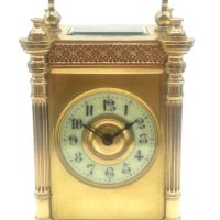 Superb Carriage Clock with fretwork decoration to all sides masked dial – French 8-Day Timepiece Movement.