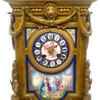 Stunning French Victorian Sevres Gilt Spelter 8-day mantel Clock – CA 1860