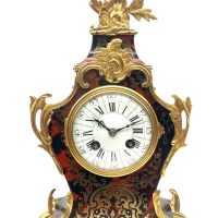 Quality Boulle Inlaid Mantel Clock – Red and Ormolu inlay – 8-Day Mantle Clock – Circa 1860