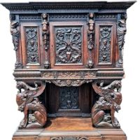 Antique Carved Wooden Sideboard, 19th Century.