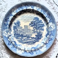 Antique English Georgian Blue &amp; White Transfer Plate ~ &#8220;Views&#8221; ~ John Rogers &amp; Son