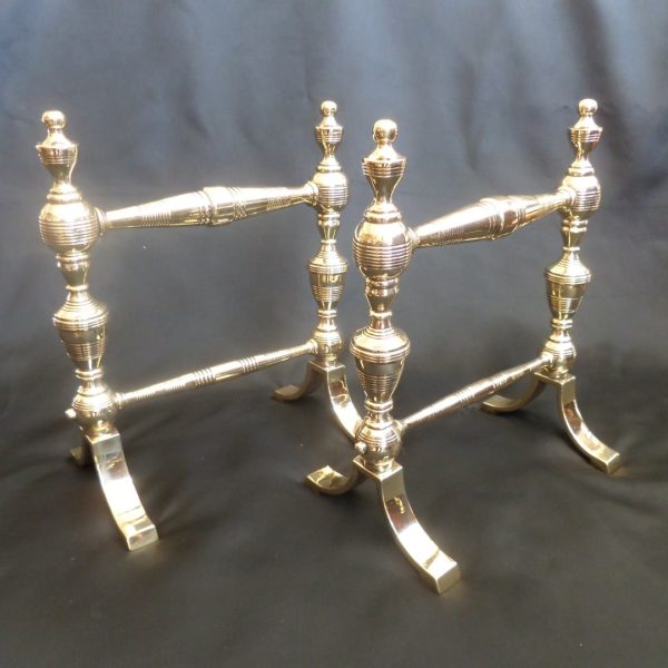 VICTORIAN BRASS FIRE DOGS. c 1880