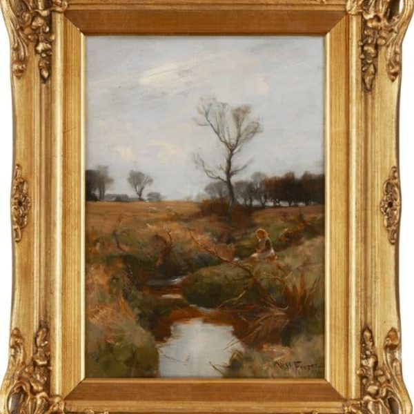WILLIAM MILLER FRAZER R.S.A. (SCOTTISH 1864-1961) BY THE BURNSIDE