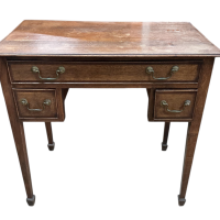 George III Oak Banded Lowboy Side Console Hall Table