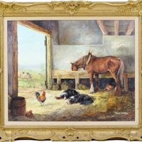 SOLD Donna Crawshaw Stable companions oil on canvas