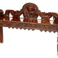 Victorian Carved Oak Hall Bench