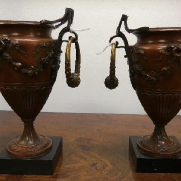 Pr Early 20th century French bronze urns