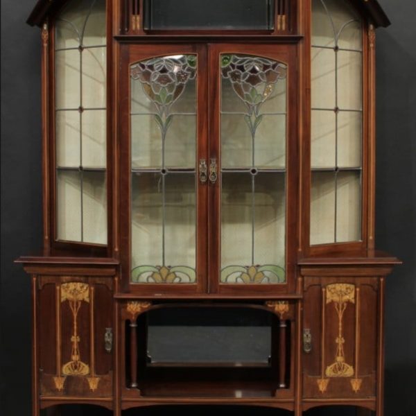 Art Nouveau mahogany inlaid display cabinet