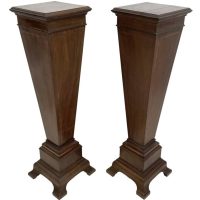 Pair Edwardian inlaid mahogany pedestals