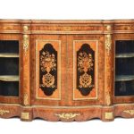 A Victorian Four door Burr walnut credenza
