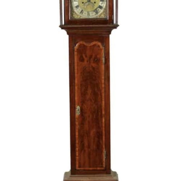 Small Geo III walnut long case clock