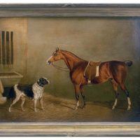 Portrait of Horse and a Dog in a stable, attributed to John E. Ferneley (1782 – 1860)