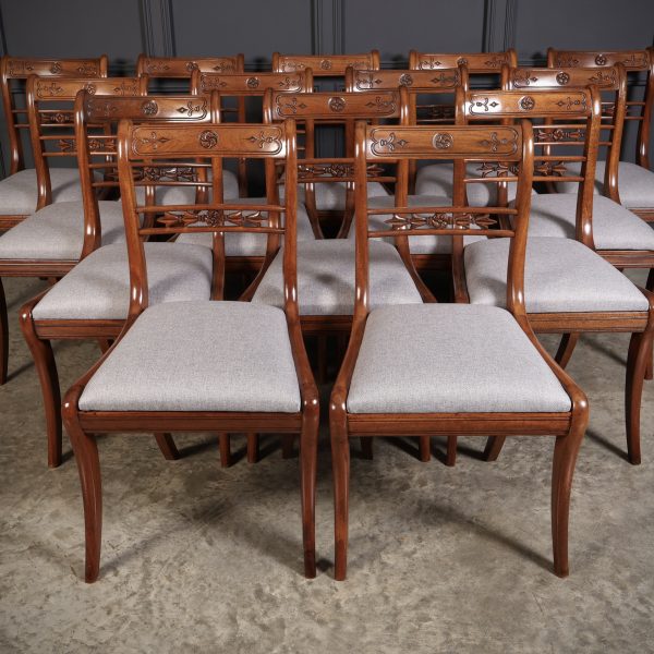 Set of 14 Regency Mahogany Bar Back Dining Chairs