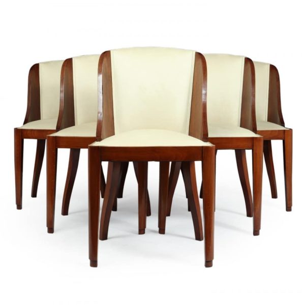 Set of 6 French Art Deco Dining Chairs