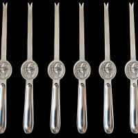 Vintage Set of 6 Silver-Plated Lobster Picks