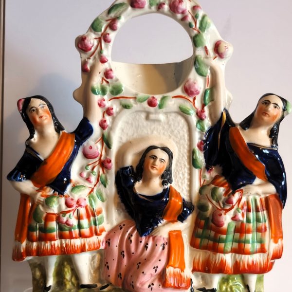 Antique English Victorian Staffordshire Watch-Holder ~ &#8220;The Three Graces&#8221; ~ H 1795