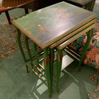 Green &amp; golf chinoiserie nest of tables
