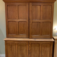 Victorian pine four door housekeepers cupboard