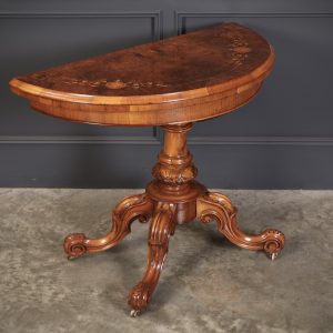 Victorian Marquetry Inlaid Burr Walnut Card Table