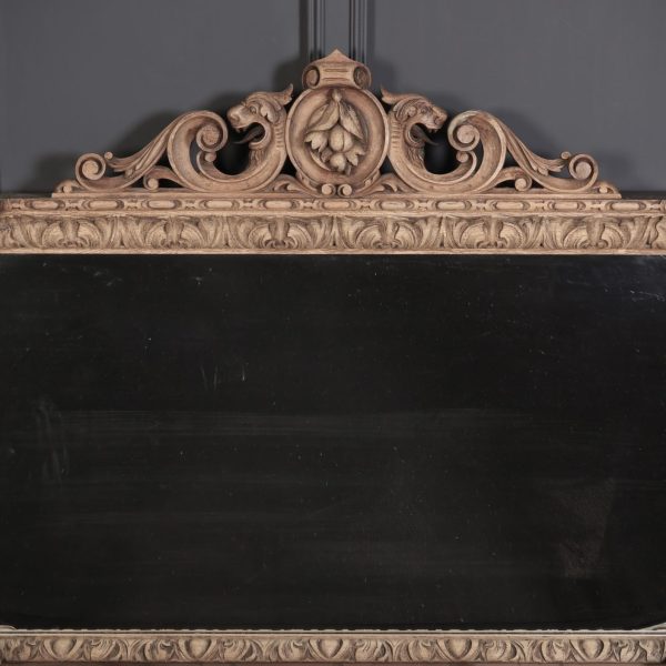 Victorian-Large-bleached-Carved-Oak-Overmantle-Mirror
