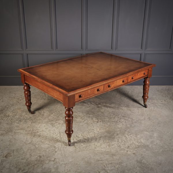 Victorian Mahogany &amp; Amboyna Writing Table by Bulstrode Cambridge
