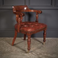 Victorian Mahogany &amp; Leather Library Desk Chair