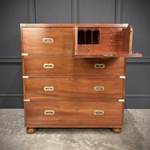 Victorian-Mahogany-Military-Campaign-Secretaire-Chest