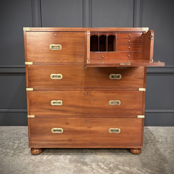 Victorian Mahogany Military Campaign Secretaire Chest