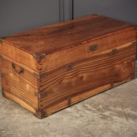 Antique Military Campaign Camphor Wood Trunk