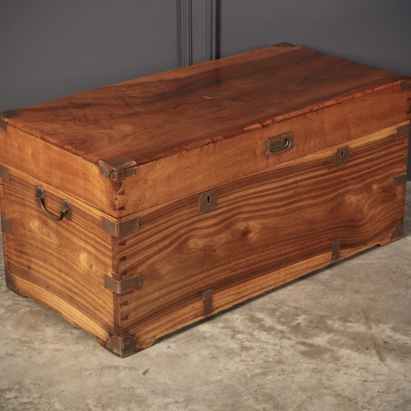 Antique Military Campaign Camphor Wood Trunk